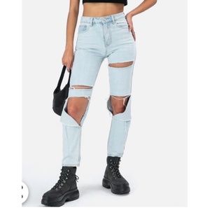 Straight Ripped Light Wash Jeans